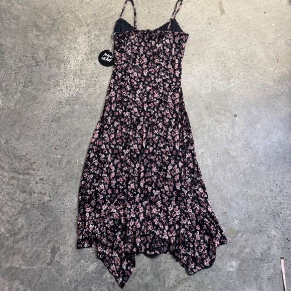 Women's Floral Black Lace Midi Dress Sz S Grunge Whimsigoth Y2k Retro Fairy - Picture 9 of 10